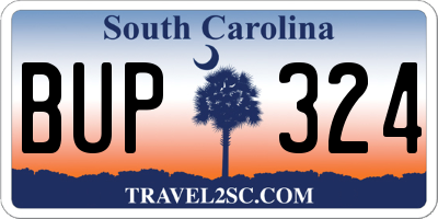 SC license plate BUP324