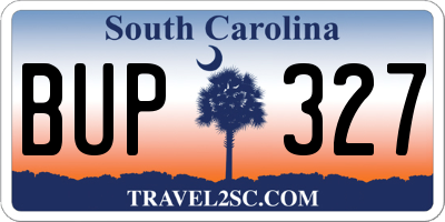 SC license plate BUP327
