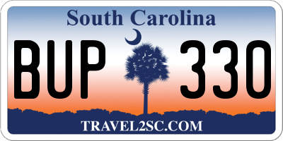 SC license plate BUP330