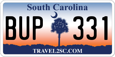 SC license plate BUP331