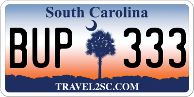 SC license plate BUP333