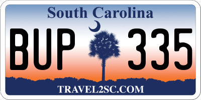SC license plate BUP335