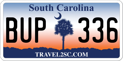 SC license plate BUP336