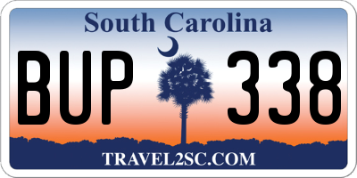 SC license plate BUP338