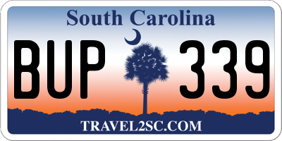 SC license plate BUP339
