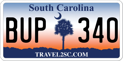 SC license plate BUP340