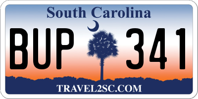 SC license plate BUP341