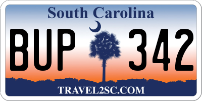 SC license plate BUP342