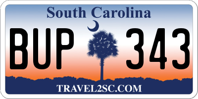 SC license plate BUP343