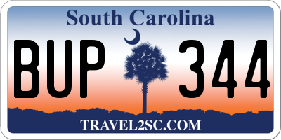 SC license plate BUP344