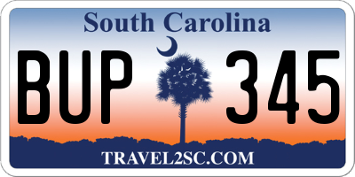 SC license plate BUP345