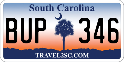 SC license plate BUP346