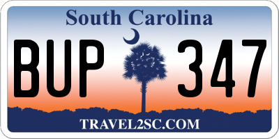 SC license plate BUP347