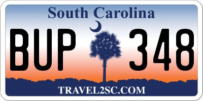 SC license plate BUP348