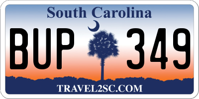 SC license plate BUP349