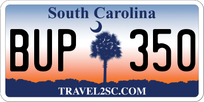 SC license plate BUP350