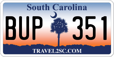 SC license plate BUP351