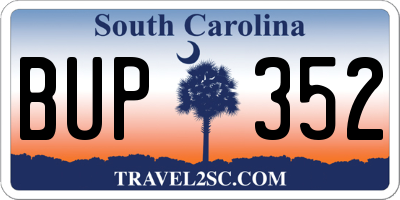 SC license plate BUP352
