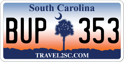 SC license plate BUP353