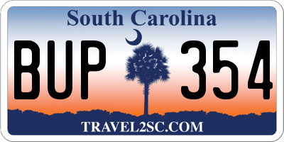 SC license plate BUP354