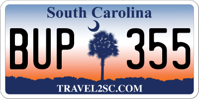 SC license plate BUP355