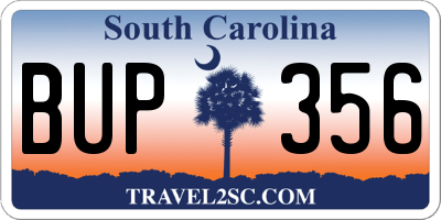 SC license plate BUP356