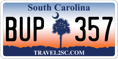 SC license plate BUP357