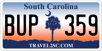 SC license plate BUP359