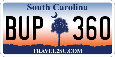 SC license plate BUP360
