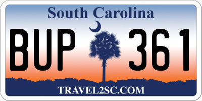 SC license plate BUP361