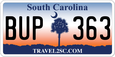 SC license plate BUP363