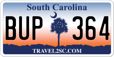 SC license plate BUP364