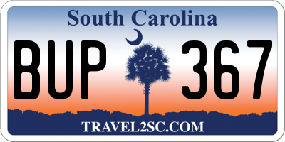 SC license plate BUP367