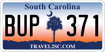 SC license plate BUP371