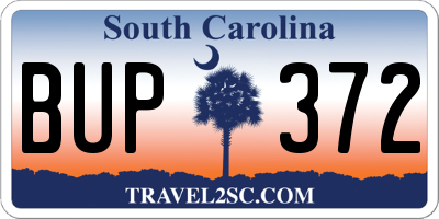 SC license plate BUP372