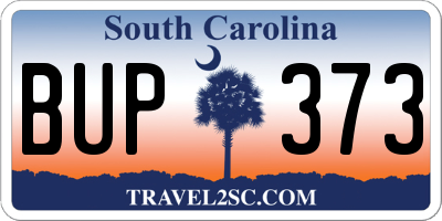 SC license plate BUP373