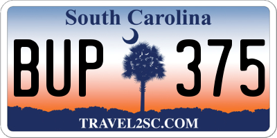 SC license plate BUP375