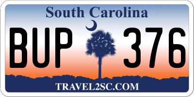 SC license plate BUP376