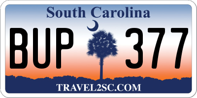SC license plate BUP377