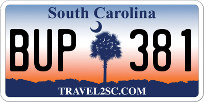 SC license plate BUP381