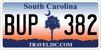 SC license plate BUP382