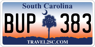SC license plate BUP383