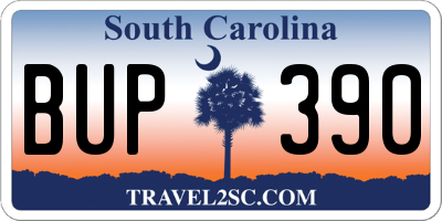 SC license plate BUP390