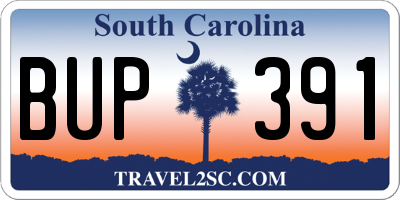 SC license plate BUP391