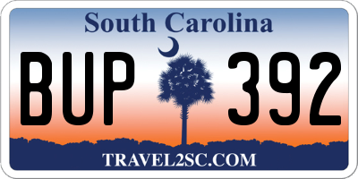 SC license plate BUP392