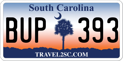 SC license plate BUP393