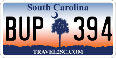 SC license plate BUP394