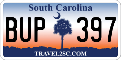 SC license plate BUP397