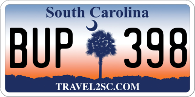 SC license plate BUP398