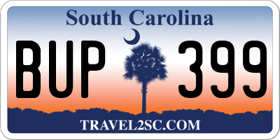 SC license plate BUP399